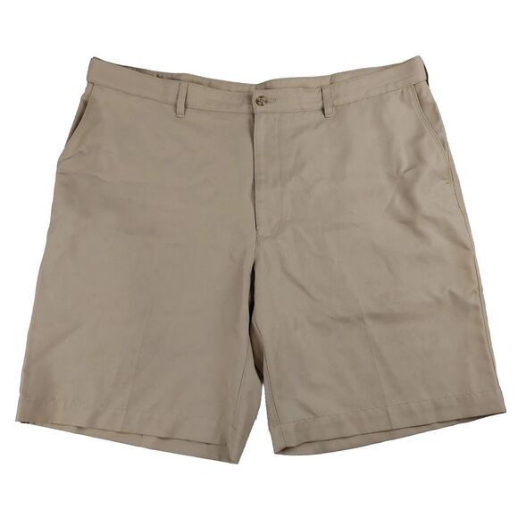 PGA Tour Golf Shorts Men's Size 42 Khaki‎ Tan Chino Flat Front Pocket Preppy - Picture 1 of 6